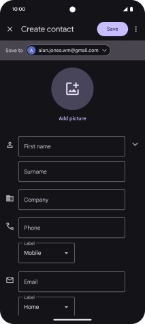 Press First name and key in the required first name. Press First name and key in the required first name.