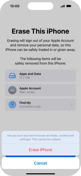 Press Erase iPhone. Press Erase iPhone.