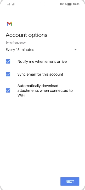 If this screen is displayed, you email account has been recognised and set up automatically. Follow the instructions on the screen to key in more information and finish setting up your phone.