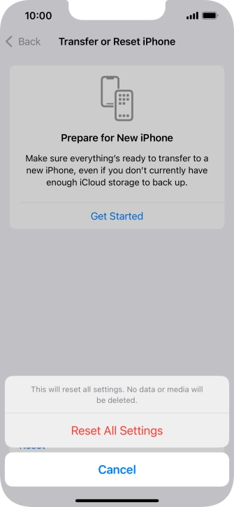 Press Reset All Settings.