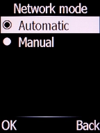 If you want to select a network automatically, select Automatic and press the Left selection key.