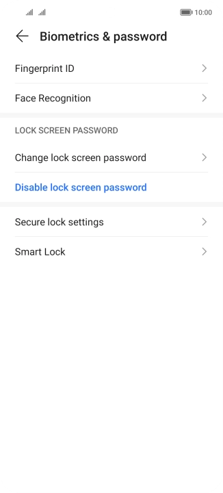 Press Disable lock screen password. Press Disable lock screen password.