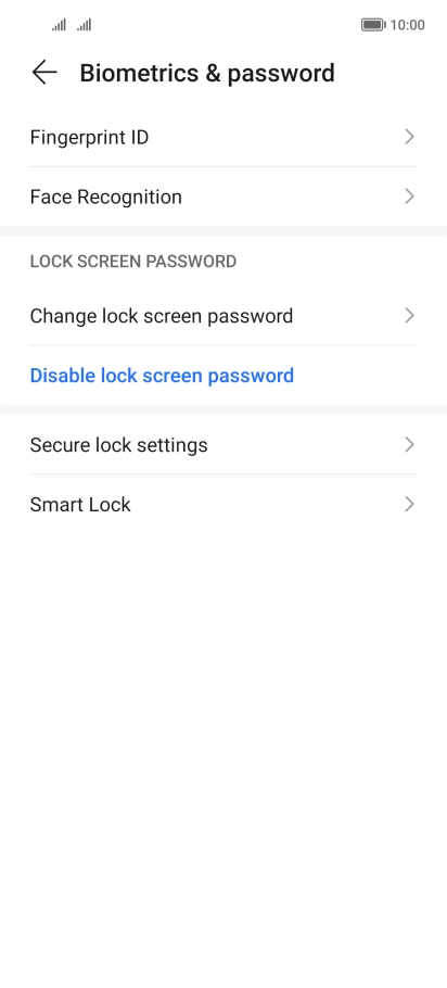 Press Disable lock screen password. Press Disable lock screen password.