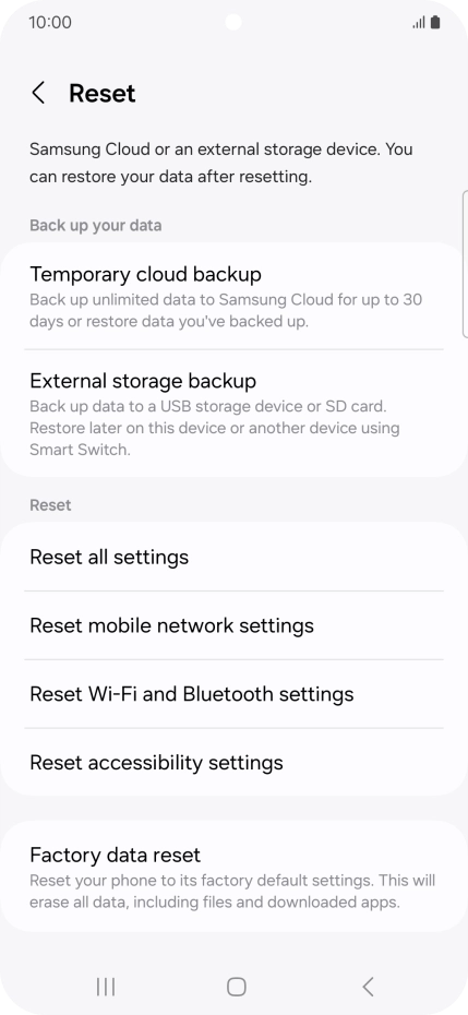Press Factory data reset.