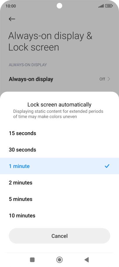 Press the required setting. Press the required setting.