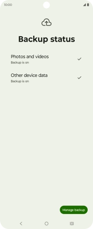 Press Manage backup. Press Manage backup.