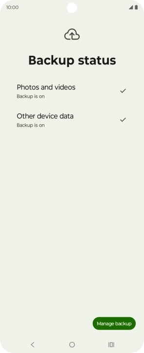 Press Manage backup. Press Manage backup.