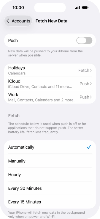 If you turn off the function, press the required setting.