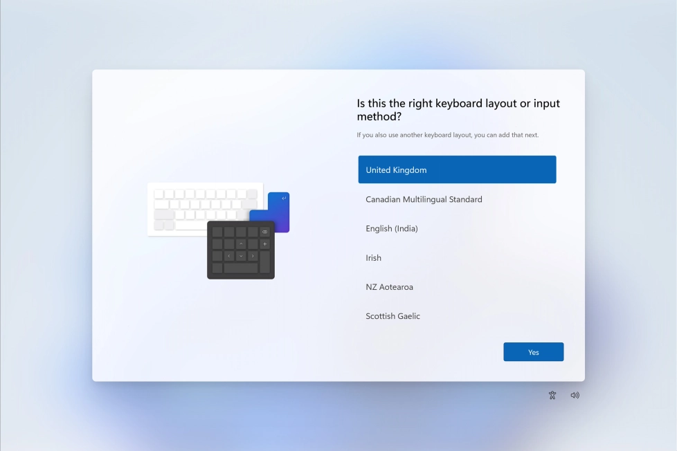 Click the required keyboard layout. Click the required keyboard layout.