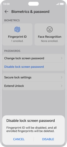 Press DISABLE. Press DISABLE.