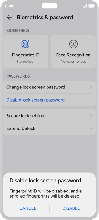 Press DISABLE. Press DISABLE.