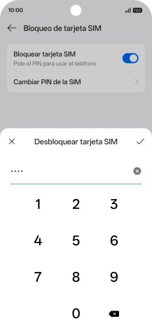 Introduce el código PIN y pulsa el icono de aceptar. Introduce el código PIN y pulsa el icono de aceptar.