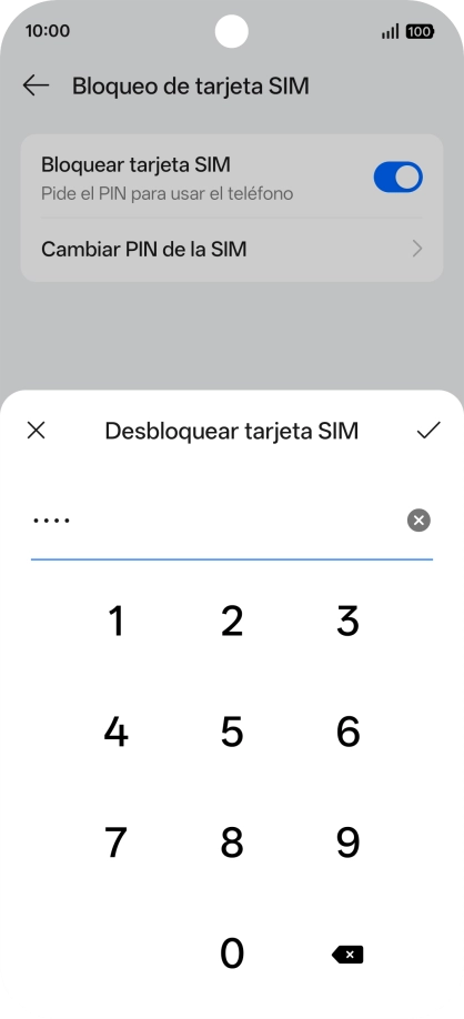 Introduce el código PIN y pulsa el icono de aceptar. Introduce el código PIN y pulsa el icono de aceptar.