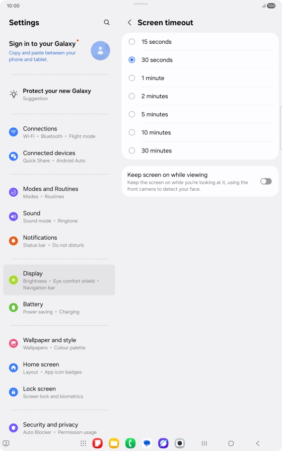 Press the required setting. Press the required setting.