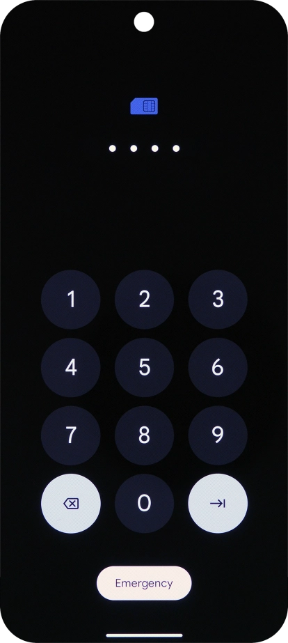 If your SIM is locked, key in your PIN and press arrow right. If your SIM is locked, key in your PIN and press arrow right.
