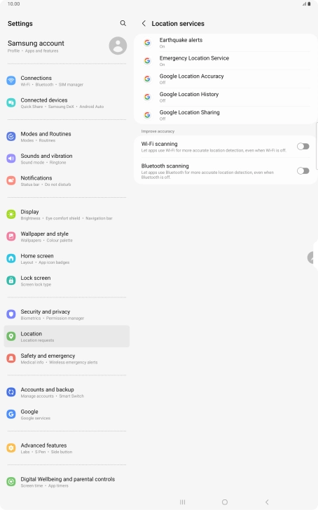 Press Google Location Accuracy.