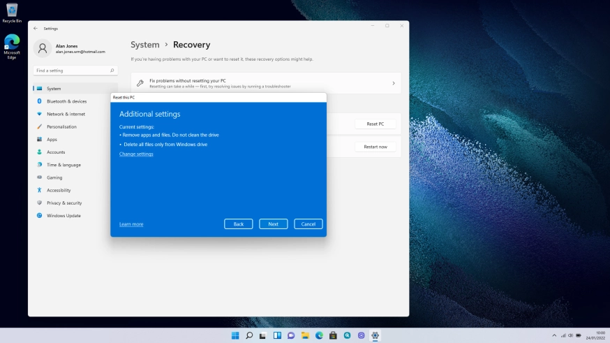 Click Change settings. Click Change settings.