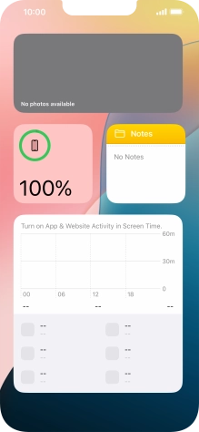 Slide your finger up or down on the screen to see more widgets. Slide your finger up or down on the screen to see more widgets.