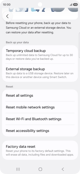 Press Factory data reset. Press Factory data reset.