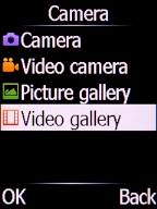 To select a video clip, select Video gallery and press the Left selection key. To select a video clip, select Video gallery and press the Left selection key.