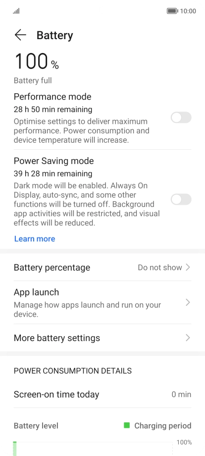 Press More battery settings.