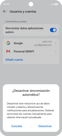 Si desactivas la función, pulsa Desactivar. Si desactivas la función, pulsa Desactivar.