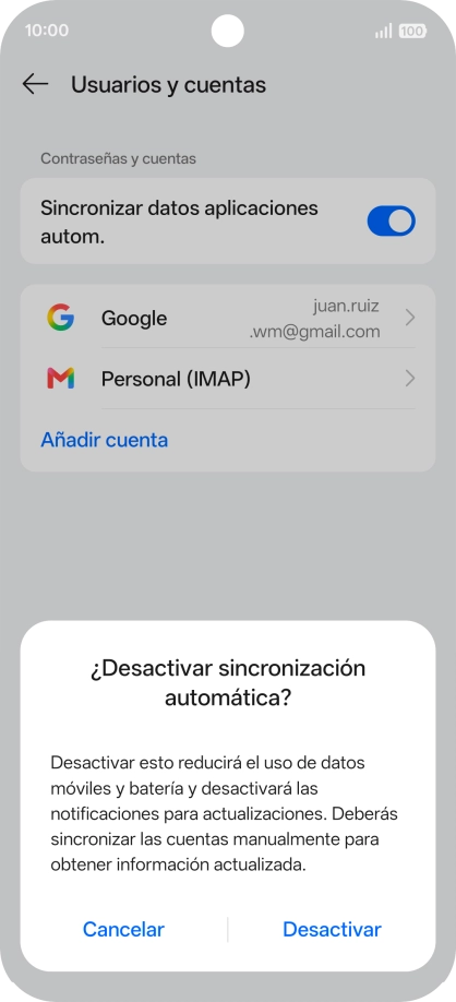 Si desactivas la función, pulsa Desactivar. Si desactivas la función, pulsa Desactivar.
