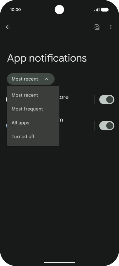 Press the required setting. Press the required setting.