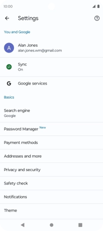 Press Privacy and security.