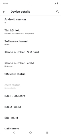 Your phone's EID number is displayed below EID.