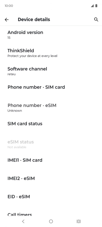 Your phone's EID number is displayed below EID.