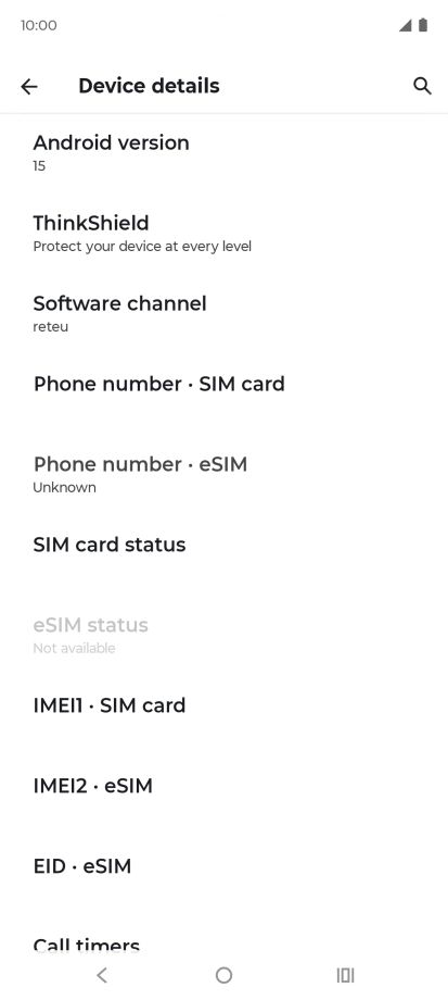 Your phone's EID number is displayed below EID.