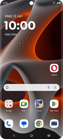 The alarm icon shows that the alarm is set.