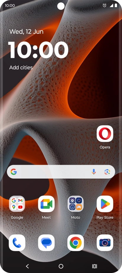 The alarm icon shows that the alarm is set.