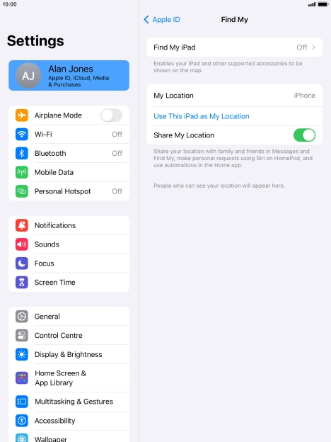 Press Find My iPad. Press Find My iPad.
