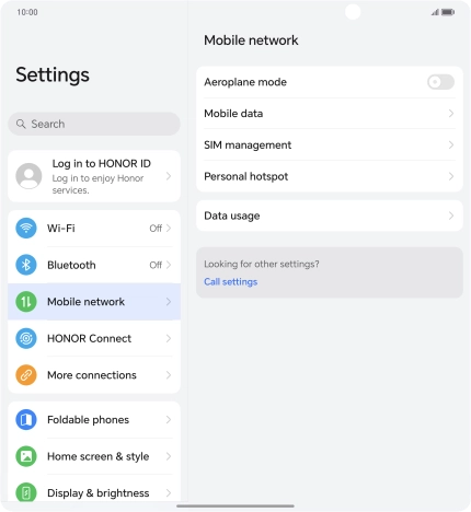 Press Mobile data.