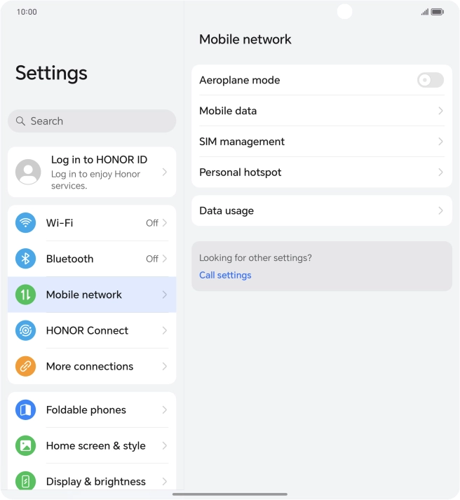 Press Mobile data.