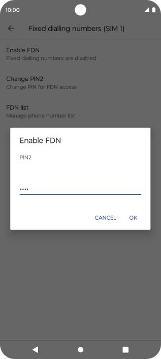 Key in your PIN2 and press OK. The default PIN2 is 1111.