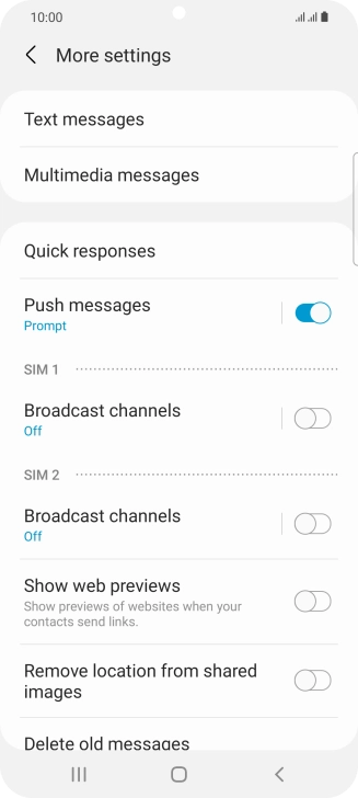 Press Text messages.
