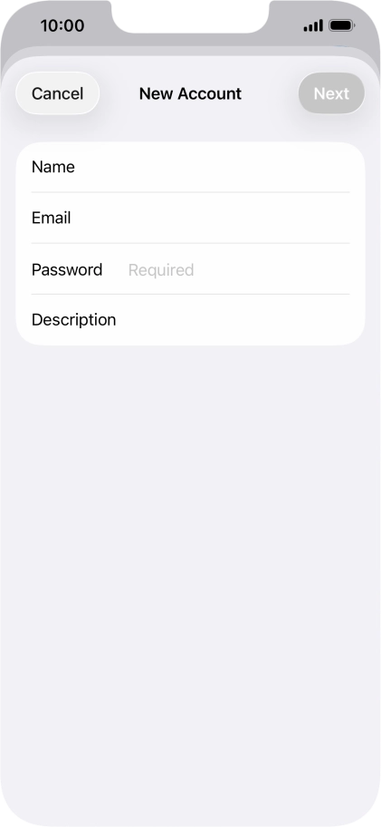 Press Password and key in the password for your email account.