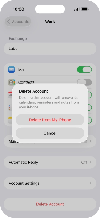 Press Delete from My iPhone. Press Delete from My iPhone.