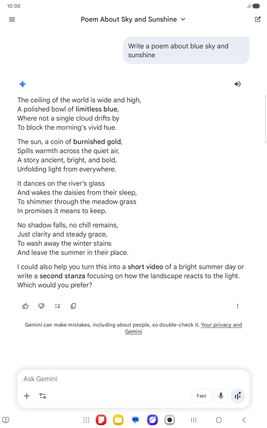 You can ask Gemini to generate a text based on your description.