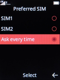 Select the required setting. Select the required setting.