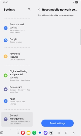 Press Reset settings. Press Reset settings.