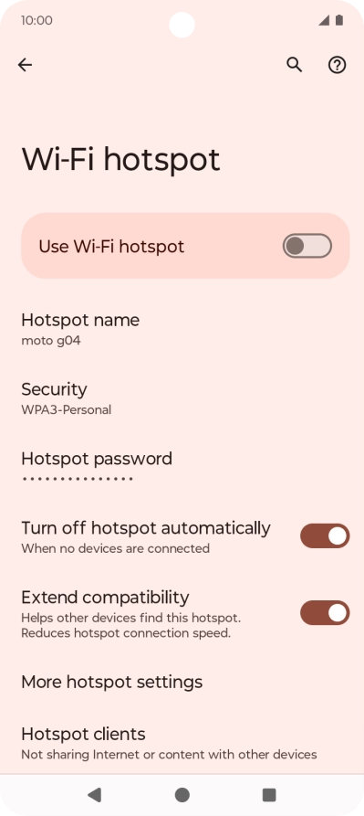 Press Hotspot password.