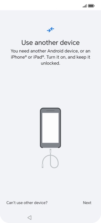Press Can't use other device?. Press Can't use other device?.
