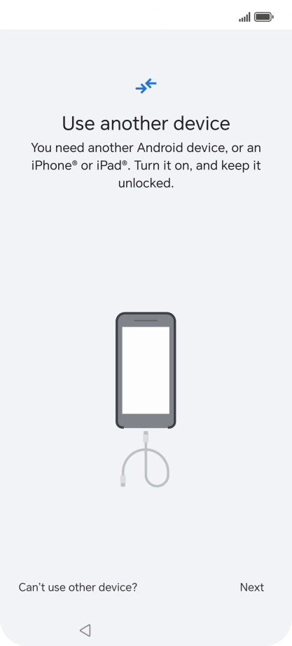 Press Can't use other device?. Press Can't use other device?.