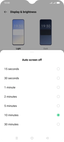 Press the required setting.