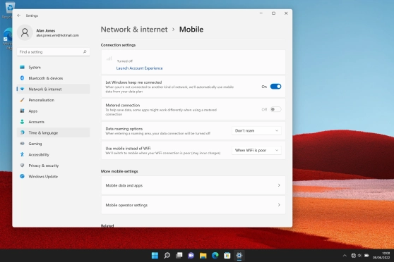 Click Mobile operator settings.