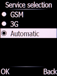 Select the required network mode and press the Left selection key. Select the required network mode and press the Left selection key.